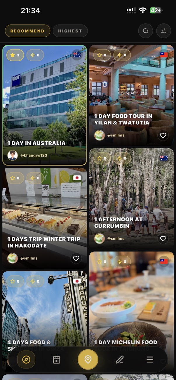 RouteTo Mobile App - Route Discovery Feed